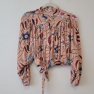 Christian Siriano Pink Floral Blouse